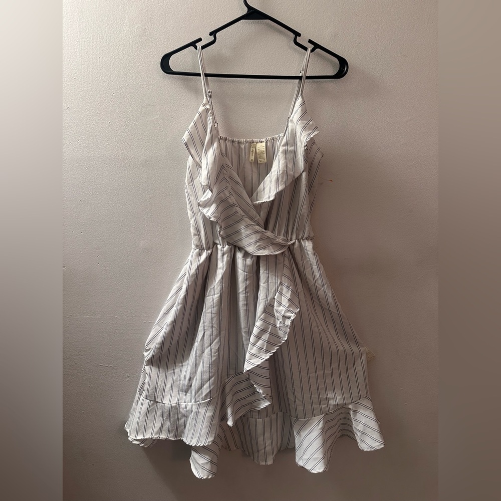 White and blue stripped dress